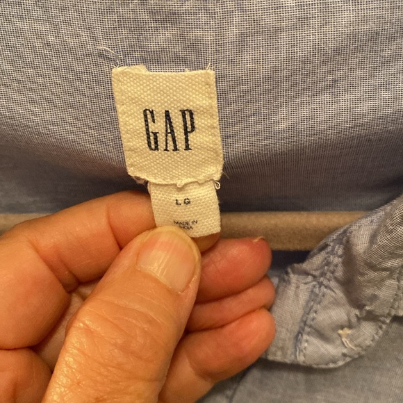 205. Gap Long Sleeve Blouse Large Blue With Embroidery - Picture 2 of 3